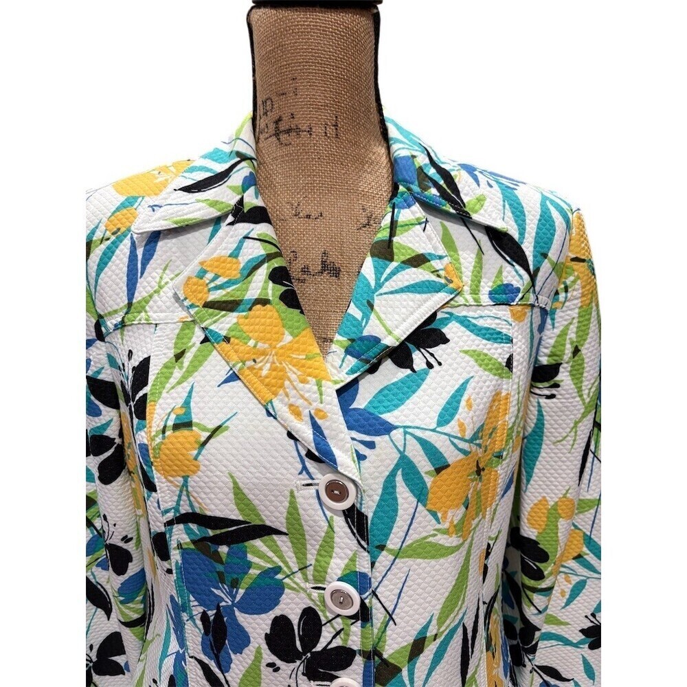 Requirements Blazer Jacket Womens Size 8 Floral Print Lightweight White - Picture 2 of 9